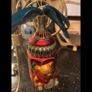 🔮🌲Waterford Holiday Heirlooms 2001 Baby's First Bottle Ornament  Teddy Bear